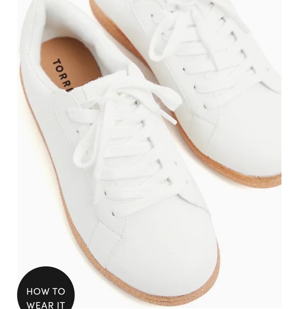 Torrid 10.5 W Faux Leather Sneakers with Gold trim